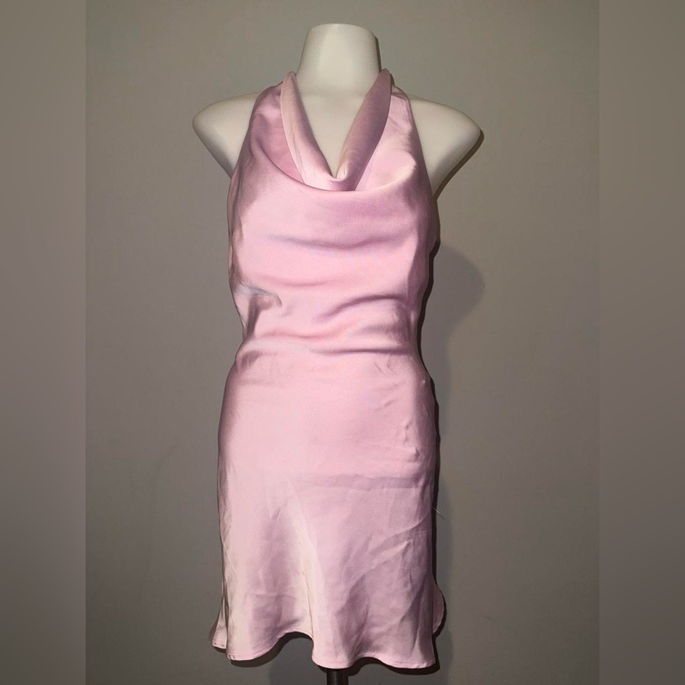 Elegant Pink Halter Dress